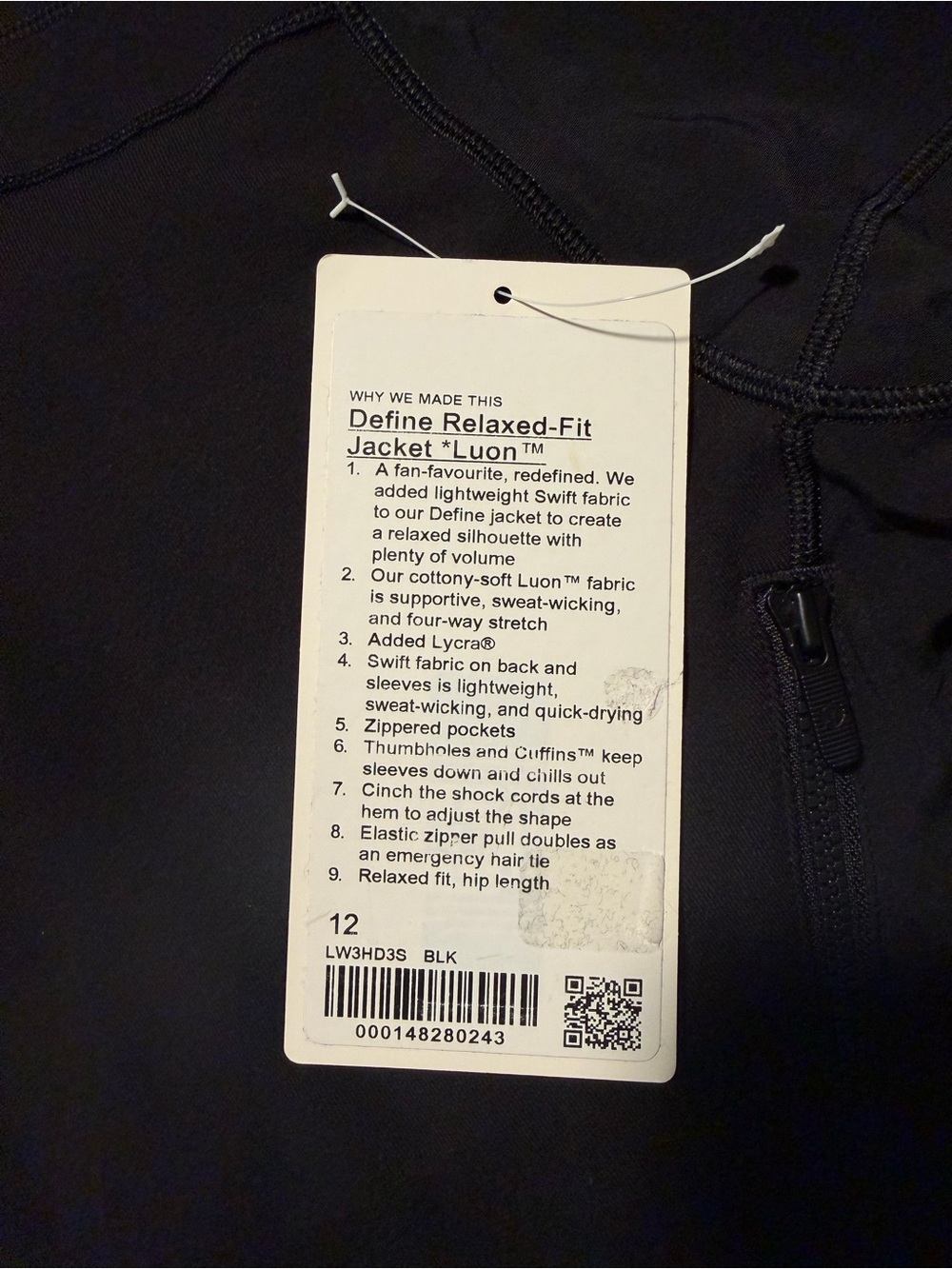 Lululemon Define Relaxed-Fit Jacket *Luon Black Size 12 NWT*Detached* - Picture 6 of 13